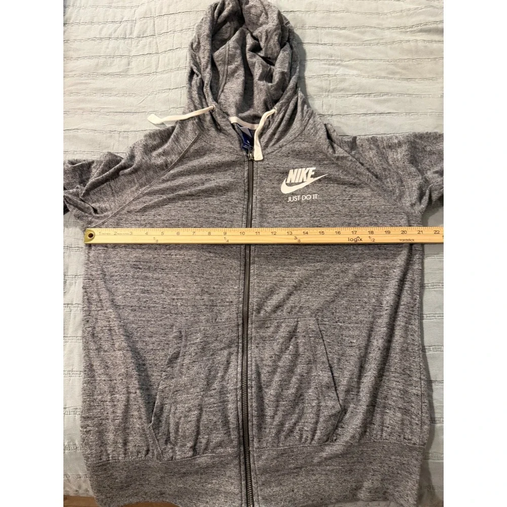 Nike Gym Vintage Full Zip Hoodie Heather Gray Just Do It Logo Large CJ1694-063